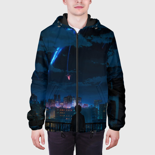 Мужская куртка 3D с принтом Мальчик смотрит в небо, вид сбоку #3