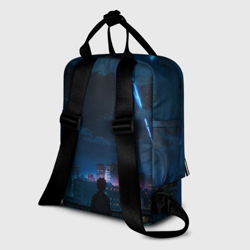 Женский рюкзак 3D с принтом Мальчик смотрит в небо, вид сзади #1