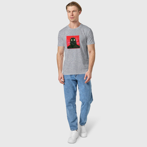 Мужская футболка хлопок Кайман в противогазе, цвет меланж - фото 5