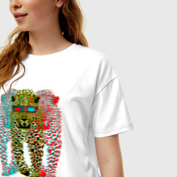Женская футболка хлопок Oversize Леопард 3D - фото 2