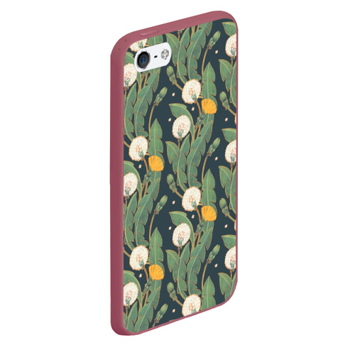 Чехол для iPhone 5/5S матовый Цветение одуванчиков, цвет малиновый - фото 3