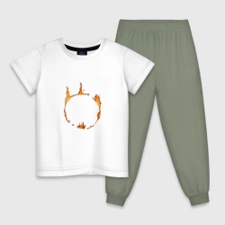 Детская пижама с белой футболкой Dark Souls Знак тьмы