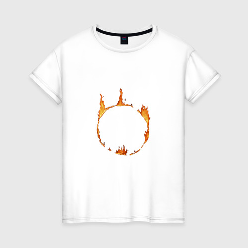 Женская футболка из хлопка с принтом Dark Souls Знак тьмы, вид спереди №1