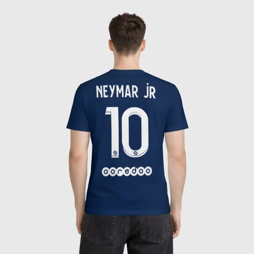 Мужская футболка 3D с принтом PSG Neymar JR ПСЖ Неймар домашняя форма 22-23, вид сзади #2