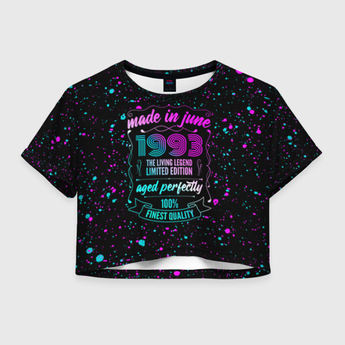 Женская футболка Crop-top 3D Made In June 1993 Retro Neon, цвет 3D печать