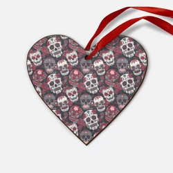 Деревянная игрушка Сердце День мертвых Черепа Мексика