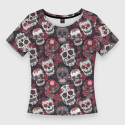 Женская футболка 3D Slim День мертвых Черепа Мексика