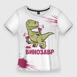 Женская футболка 3D Slim Винозавр с Бокалами Динозавр
