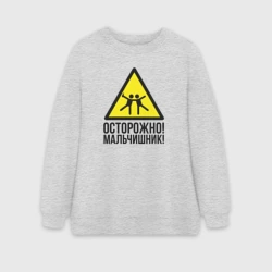 Женский свитшот oversize без начеса хлопок Осторожно! У нас мальчишьник!