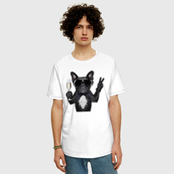 Мужская футболка хлопок Oversize Собака с фужером - фото 2