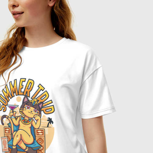 Женская футболка хлопок Oversize с принтом Анкха - Summer Trip, фото на моделе #1