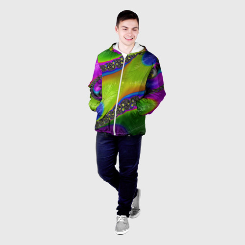 Мужская куртка 3D Кислотный фрактал Абстракция, цвет 3D печать - фото 3