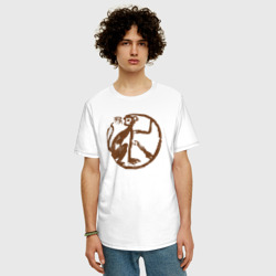 Мужская футболка хлопок Oversize Зодиакальная обезьяна - наскальный рисунок - фото 2