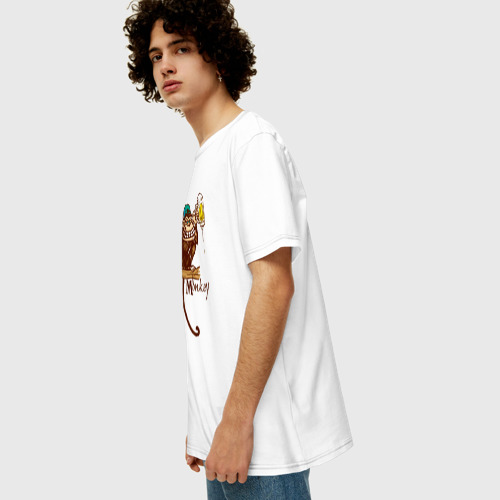 Мужская футболка хлопок Oversize с принтом Пивная обезьяна, вид сбоку #3