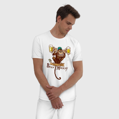 Мужская пижама хлопок с принтом Пивная обезьяна, фото на моделе #1