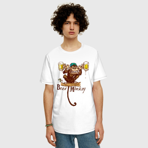 Мужская футболка хлопок Oversize с принтом Пивная обезьяна, фото на моделе #1