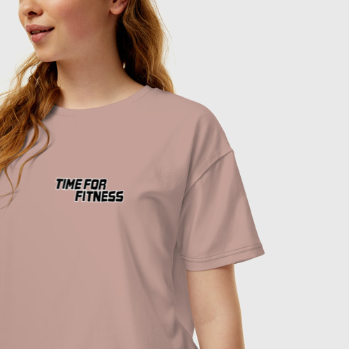Женская футболка хлопок Oversize Time For Fitness DR, цвет пыльно-розовый - фото 3