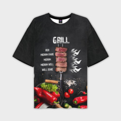 Мужская футболка oversize 3D Гриль - степени прожарки мяса