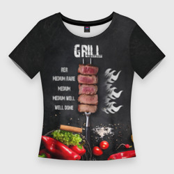 Женская футболка 3D Slim Гриль - степени прожарки мяса