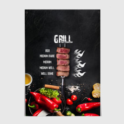 Постер Гриль - степени прожарки мяса