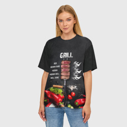 Женская футболка oversize 3D Гриль - степени прожарки мяса - фото 2