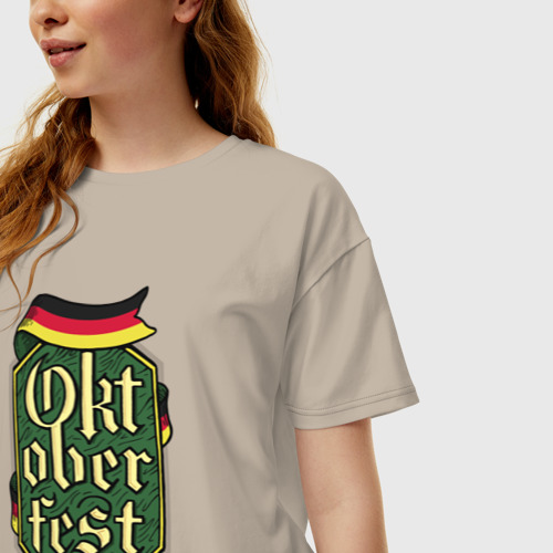 Женская футболка хлопок Oversize Эмблема Октоберфеста | Oktoberfest Emblem, цвет миндальный - фото 3