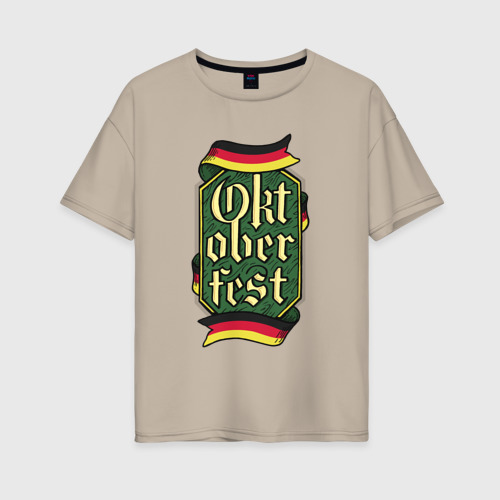 Женская футболка хлопок Oversize Эмблема Октоберфеста | Oktoberfest Emblem, цвет миндальный