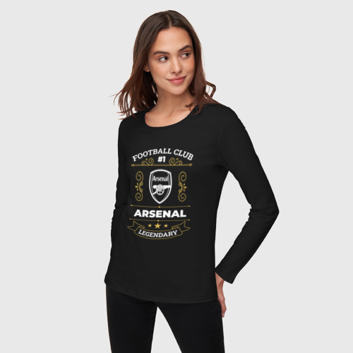 Женский лонгслив хлопок Arsenal: Football Club Number 1, цвет черный - фото 3