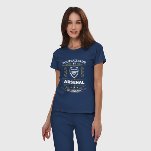 Женская пижама хлопок Arsenal: Football Club Number 1, цвет темно-синий - фото 3