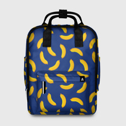 Женский рюкзак 3D Banana style Банана стайл, веселый банановый паттерн на синем фоне