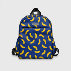 Детский рюкзак 3D Banana style Банана стайл, веселый банановый паттерн на синем фоне