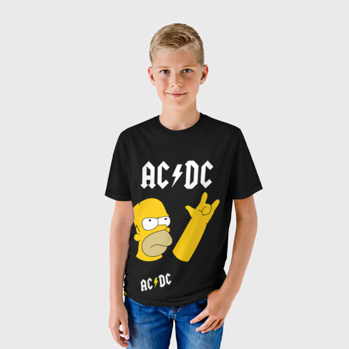 Детская футболка 3D с принтом AC DC ГОМЕР СИМПСОН SIMPSONS, фото на моделе #1