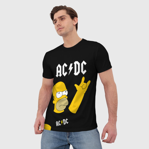 Мужская футболка 3D AC DC гомер Симпсон Simpsons, цвет 3D печать - фото 3