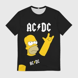 Мужская футболка 3D AC DC гомер Симпсон Simpsons