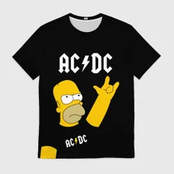 Мужская футболка 3D AC DC гомер Симпсон Simpsons