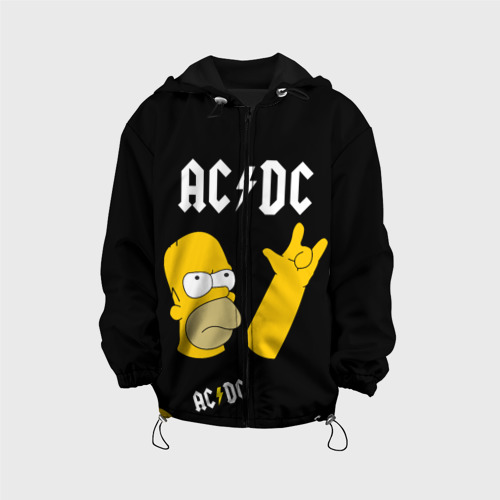 Детская куртка 3D AC DC гомер Симпсон Simpsons, цвет черный