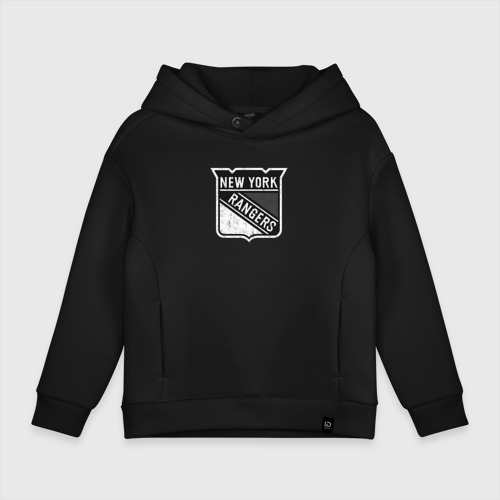 Детское худи Oversize хлопок New York Rangers Серый, цвет черный