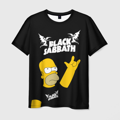 Мужская футболка с принтом Black Sabbath Гомер Симпсон Simpsons, вид спереди №1
