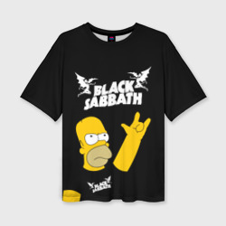 Женская футболка oversize 3D Black Sabbath Гомер Симпсон Simpsons