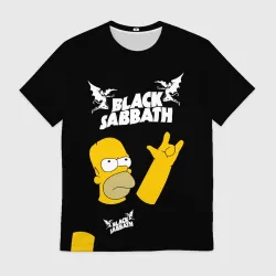 Мужская футболка 3D Black Sabbath Гомер Симпсон Simpsons