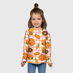 Детский лонгслив 3D Pizza donut burger fries ice cream pattern - фото 2