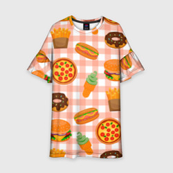 Детское платье 3D Pizza donut burger fries ice cream pattern