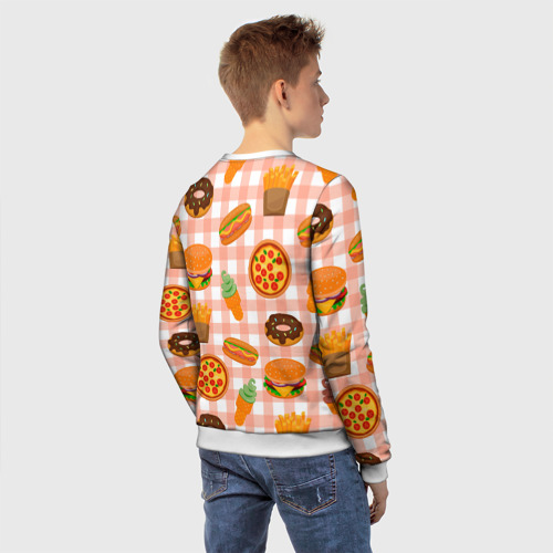 Детский свитшот 3D Pizza donut burger fries ice cream pattern, цвет 3D печать - фото 4