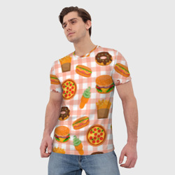 Мужская футболка 3D Pizza donut burger fries ice cream pattern - фото 2