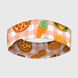 Повязка на голову 3D Pizza donut burger fries ice cream pattern