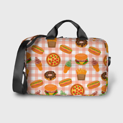 Сумка для ноутбука 3D Pizza donut burger fries ice cream pattern