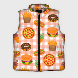 Мужской жилет утепленный 3D Pizza donut burger fries ice cream pattern