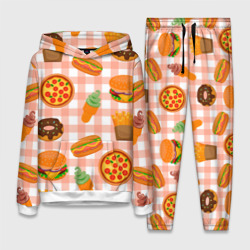 Женский костюм с толстовкой 3D Pizza donut burger fries ice cream pattern