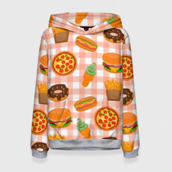 Женская толстовка 3D Pizza donut burger fries ice cream pattern