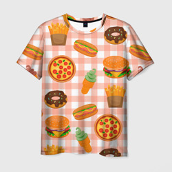 Мужская футболка 3D Pizza donut burger fries ice cream pattern